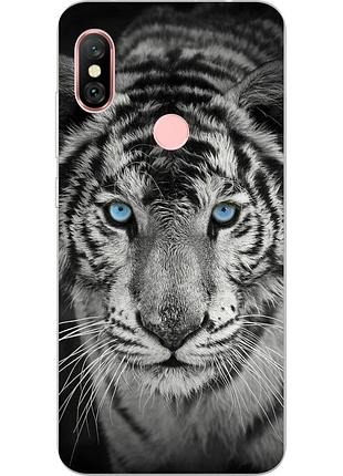 Силіконовий чохол для xiaomi redmi note 6 pro з картинкою білий тигр