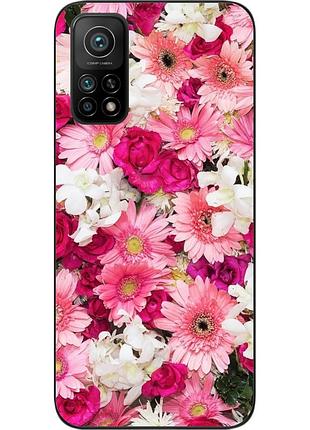 Силиконовый чехол бампер для xiaomi mi 10t pro с картинкой нежные цветы