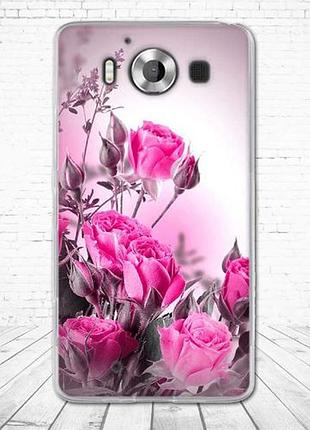 Яскраві оригінальні чохли з картинкою для microsoft lumia 950 рожеві троянди
