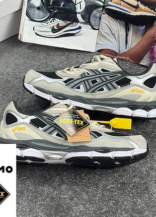 Кроссовки мужские asics gel-nyc beige/black gore-tex бежевые термо