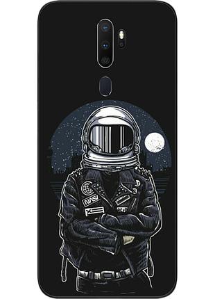 Силиконовый чехол бампер для oppo a9 2020 с картинкой космонавт и луна