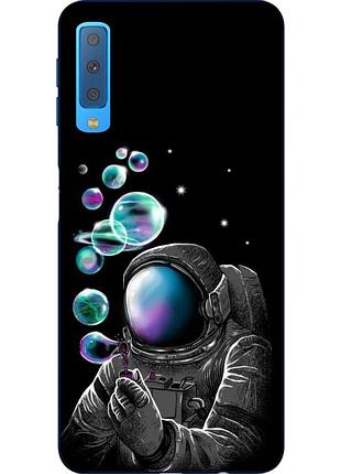 Силиконовый чехол для samsung a750f galaxy a7 2018 с картинкой космонавт и планеты