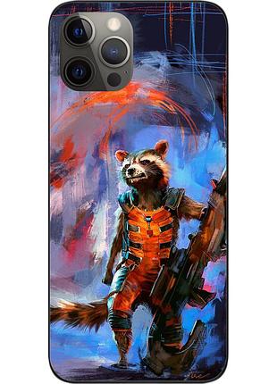 Бампер силіконовий чохол для iphone 12 pro з картинкою єнот ракета