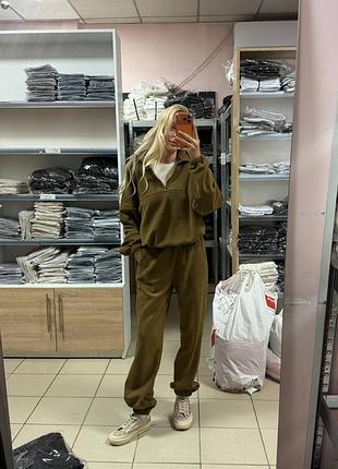 Флисовый костюм флис полар оливковый хаки горчичный спортивный
