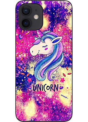 Силіконовий чохол бампер для iphone 12 mini з картинкою красивий єдиноріг