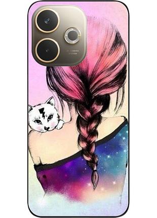 Силиконовый чехол epik для oppo a5 pro с принтом девушка с котенком
