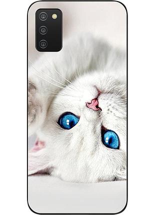 Оригинальный чехол для samsung a03s galaxy a037 с картинкой белый кот
