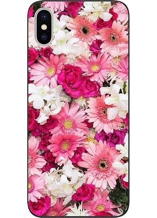 Чехол силиконовый для iphone x с картинкой цветы