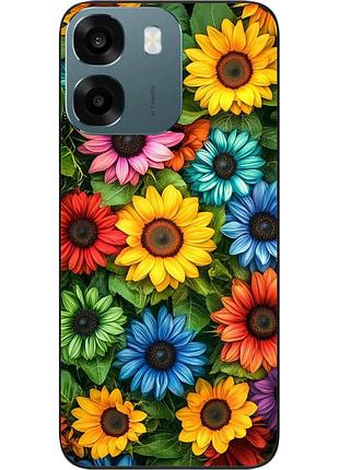 Силіконовий чохол бампер epik для oppo a6 з картинкою райдужні соняшники
