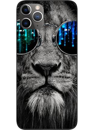 Силіконовий чохол для iphone 11 pro з картинкою лев в окулярах