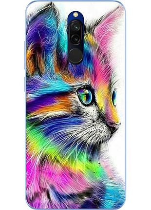 Силиконовый чехол с рисунком для xiaomi redmi 8 яркий котик