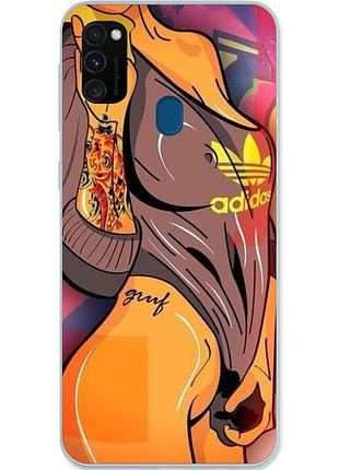 Бампер силиконовый для samsung m30s galaxy m307f с картинкой девушка в майке adidas