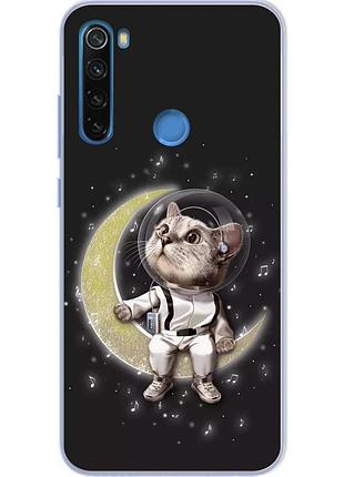 Силіконовий чохол з малюнком для xiaomi redmi note 8t котик на місяці