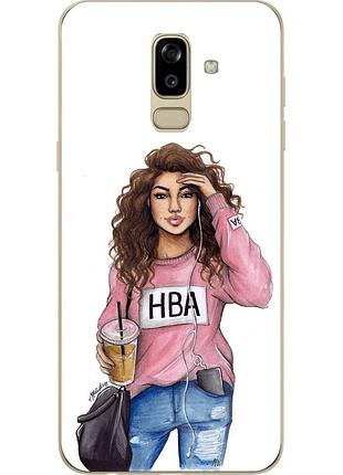 Силиконовый чехол с рисунком для samsung j810f galaxy j8 2018 с картинкой девушка в кофте hba
