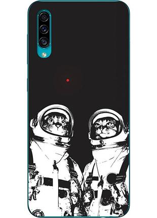 Силиконовый чехол бампер для samsung a30s galaxy a307f с картинкой космонавты коты