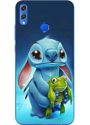 Бампер силиконовый чехол для huawei honor 8x с картинкой стич
