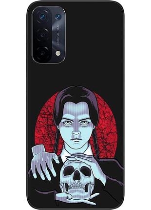 Силиконовый чехол epik для oppo a54 5g с картинкой венсдей с черепом