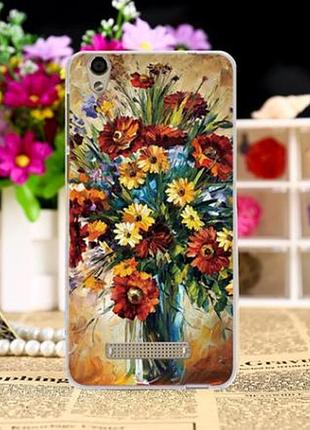 Силиконовый бампер для zte blade x3 / a452 с картинкой букет
