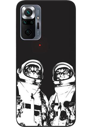 Силіконовий чохол бампер для xiaomi redmi note 10 pro з картинкою космонавти коти