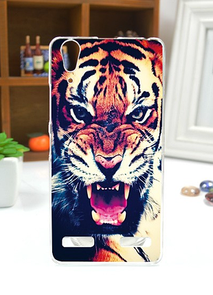 Силиконовый чехол для lenovo a6010 с картинкой - тигр