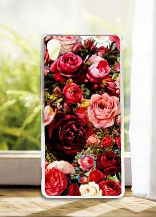 Силиконовый чехол бампер для sony xperia m4 aqua / e2333 с картинкой розы