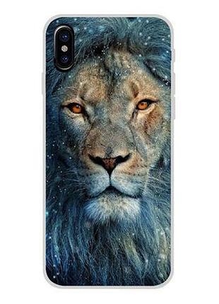Бампер силиконовый чехол для iphone x с картинкой лев космический