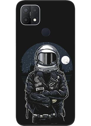 Силиконовый чехол бампер для oppo a15s с картинкой космонавт и луна