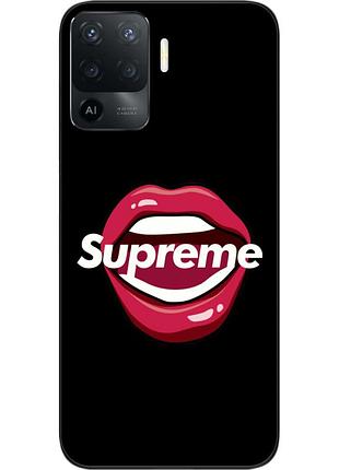 Силиконовый чехол для oppo reno 5 lite с картинкой губы supreme
