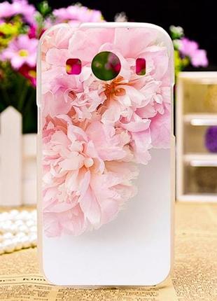 Силиконовый бампер для samsung galaxy ace 4 g313 с картинкой цветы розовые