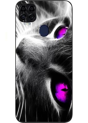 Силиконовый чехол для zte blade v2020 с картинкой красивый кот