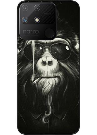 Силиконовый чехол epik для realme narzo 50a с картинкой обезьяна в очках