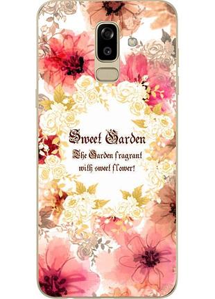 Чехол бампер для samsung j810f galaxy j8 2018 с принтом sweet garden
