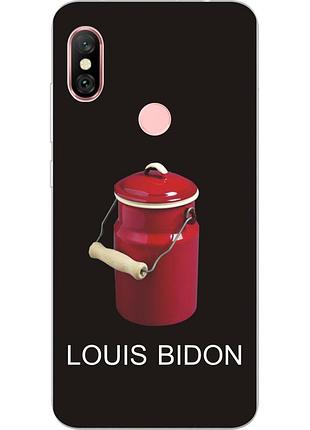 Антибрендовый силиконовый чехол для xiaomi redmi note 6 pro с картинкой louis bidon на черном фоне