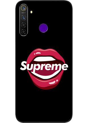 Силиконовый чехол для realme q с картинкой губы supreme