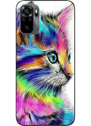 Силіконовий чохол для xiaomi redmi note 10s з картинкою різнобарвний котик