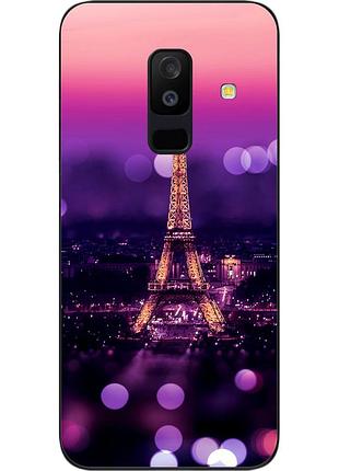 Бампер силиконовый чехол для samsung a6 plus 2018 galaxy a605f с картинкой париж ночью