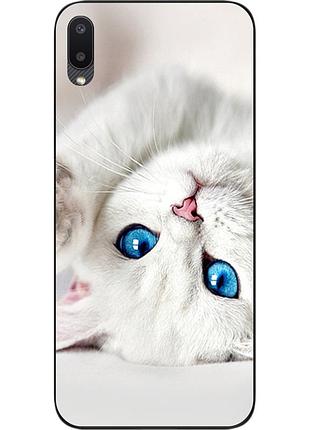 Оригінальний чохол для samsung a02 galaxy a022 з картинкою білий котик