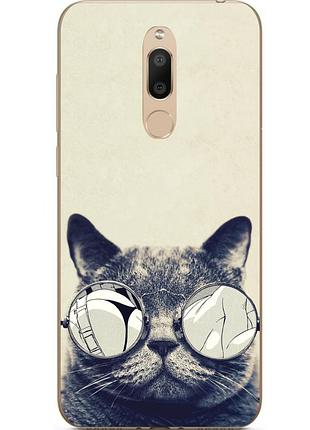 Бампер оригінальний чохол з картинкою для meizu m6t кіт в окулярах