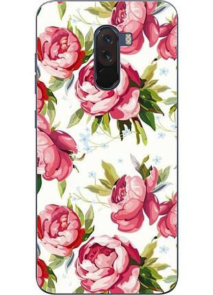Чехол силиконовый для xiaomi pocophone f1 с картинкой розочки