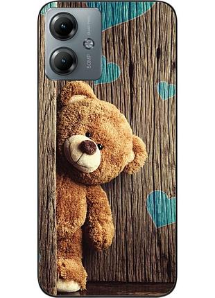 Бампер силиконовый чехол epik для motorola moto g14 с картинкой мишка