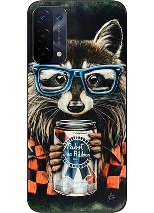 Силиконовый чехол epik для oppo a54 5g с картинкой енот в очках