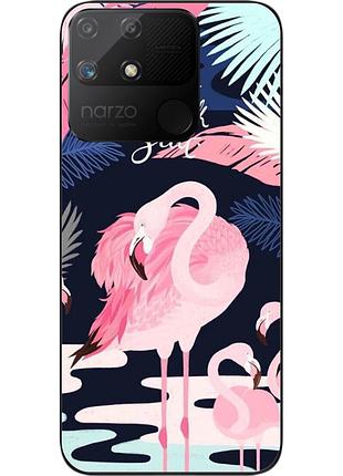 Бампер силиконовый чехол epik для realme narzo 50a с картинкой фламинго