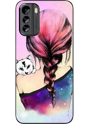 Силиконовый чехол epik для nokia g60 с картинкой девушка с котенком