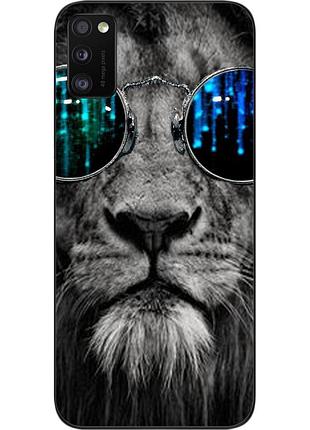 Силіконовий чохол для samsung a41 galaxy a415f з картинкою лев в окулярах