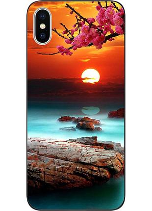 Силиконовый чехол для iphone x с картинкой красивый закат