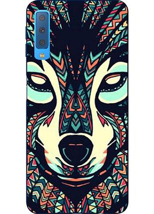 Оригінальний чохол накладка для samsung a750f galaxy a7 2018 з картинкою морда вовка зентангл