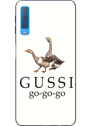 Антибрендовый силіконовий чохол для samsung a750f galaxy a7 2018 з картинкою gussi go go