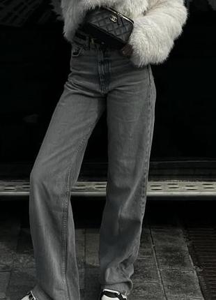 Сірі джинси zara wide leg 2
