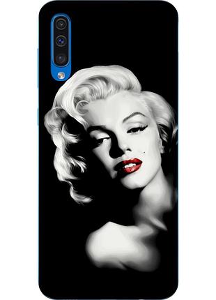 Бампер силіконовий чохол для samsung galaxy a50 2019 a505f з картинкою монро на чорному тлі
