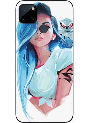 Силиконовый чехол для realme c21y / c25y с картинкой девушка с совой